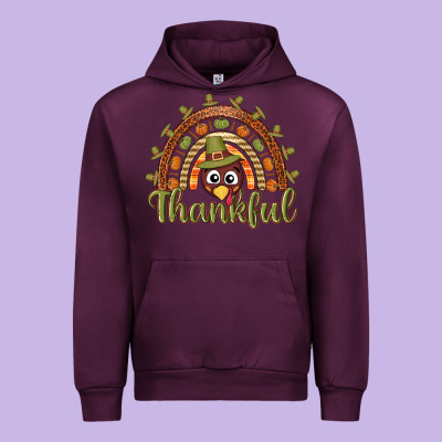 Turkey Rainbow Thankful Thanksgiving Urban Hoodie Designed By Nancycooperartshop