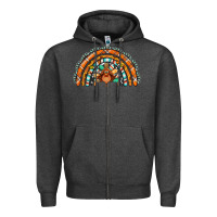 Charcoal Heather turquoise thanksgiving turkey rainbow Zipper Hoodie - Jasminsmagicworld