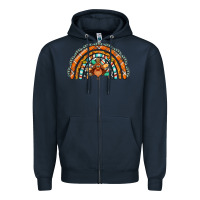 Navy turquoise thanksgiving turkey rainbow Zipper Hoodie - Jasminsmagicworld