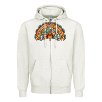 Oatmeal Heather turquoise thanksgiving turkey rainbow Zipper Hoodie - Jasminsmagicworld