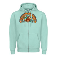Seafoam turquoise thanksgiving turkey rainbow Zipper Hoodie - Jasminsmagicworld