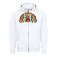 White turquoise thanksgiving turkey rainbow Zipper Hoodie - Jasminsmagicworld