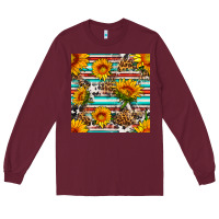 Burgundy serape leopard seamless pattern Long Sleeve Tee - BundleAndBundleShop