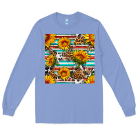Colony Blue serape leopard seamless pattern Long Sleeve Tee - BundleAndBundleShop