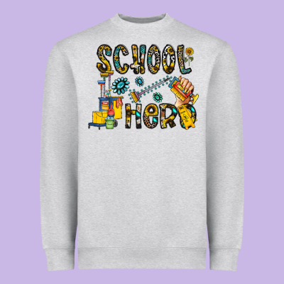 School Hero Heavyweight Sweatshirt Designed By Cowhidedigitalart