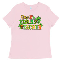 Bubblegum Pink one lucky teacher Ladies Tee - AdoDesignShop