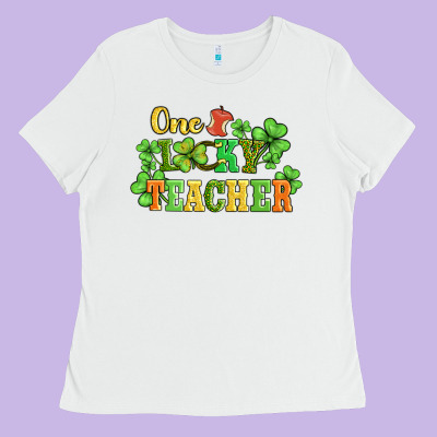 One Lucky Teacher Ladies Tee Designed By Adodesignshop