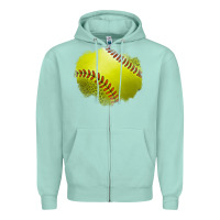 Seafoam leopard softball patch Zipper Hoodie - Jasminsmagicworld