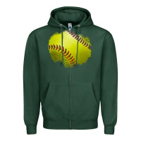 Sports Green leopard softball patch Zipper Hoodie - Jasminsmagicworld