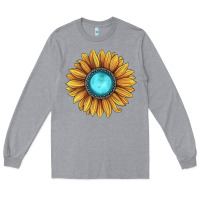 Heather Grey sunflower gemstone Long Sleeve Tee - JahusDesignShop