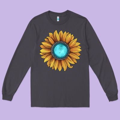 Sunflower Gemstone Long Sleeve Tee Designed By Jahusdesignshop