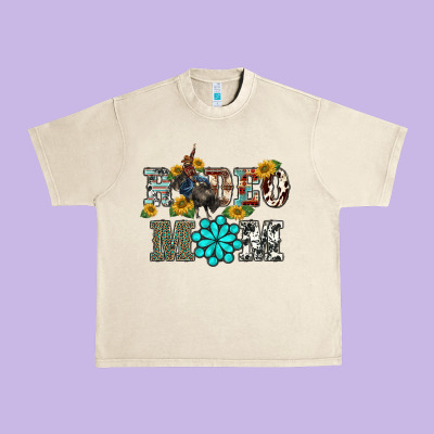 Western Rodeo Bullfighter Mom Turquoise Gemstones  Sunflowers Urban Heavy Tee Designed By Barkaloodesign
