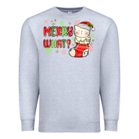 Heather Grey merry what christmas cat Premium Sweatshirt - MaliasSmallBusiness