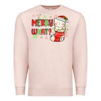 Pale Pink merry what christmas cat Premium Sweatshirt - MaliasSmallBusiness