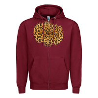 Burgundy leopard patch Zipper Hoodie - Jasminsmagicworld