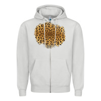 Dove Grey leopard patch Zipper Hoodie - Jasminsmagicworld