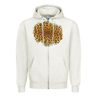 Oatmeal Heather leopard patch Zipper Hoodie - Jasminsmagicworld