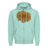 Seafoam leopard patch Zipper Hoodie - Jasminsmagicworld