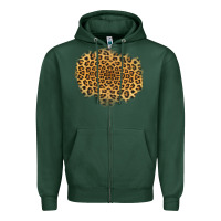 Sports Green leopard patch Zipper Hoodie - Jasminsmagicworld