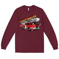Burgundy firefighter fire truck Long Sleeve Tee - Artiststas