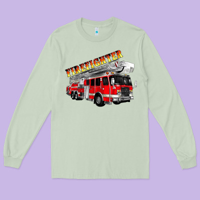 Firefighter Fire Truck Long Sleeve Tee Designed By Artiststas