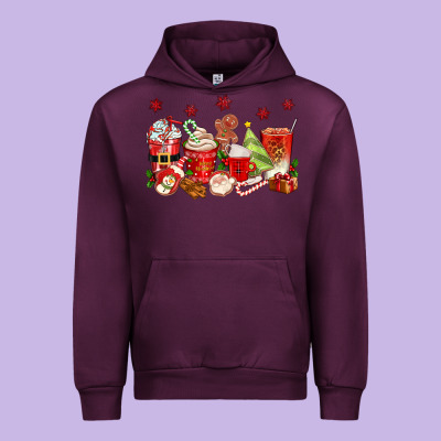 Christmas Coffee Cups Urban Hoodie Designed By Texasbilliewilder