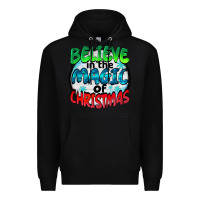 Black believe in the magic of christmas Premium Hoodie - BarkalooDesign