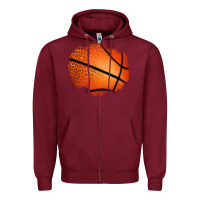 Burgundy leopard basketball patch Zipper Hoodie - Jasminsmagicworld