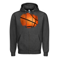 Charcoal Heather leopard basketball patch Zipper Hoodie - Jasminsmagicworld