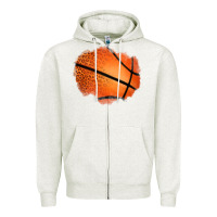 Oatmeal Heather leopard basketball patch Zipper Hoodie - Jasminsmagicworld