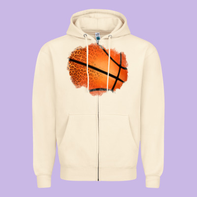 Leopard Basketball Patch Zipper Hoodie Designed By Jasminsmagicworld