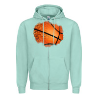 Seafoam leopard basketball patch Zipper Hoodie - Jasminsmagicworld