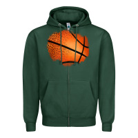 Sports Green leopard basketball patch Zipper Hoodie - Jasminsmagicworld