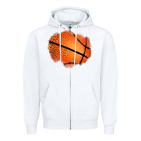 White leopard basketball patch Zipper Hoodie - Jasminsmagicworld