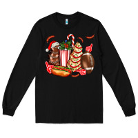 Black Christmas tree cake American football  ball and hot dogs ado Long Sleeve Tee - AdoDesignShop