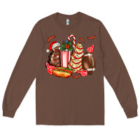 Chestnut Christmas tree cake American football  ball and hot dogs ado Long Sleeve Tee - AdoDesignShop