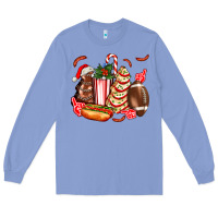 Colony Blue Christmas tree cake American football  ball and hot dogs ado Long Sleeve Tee - AdoDesignShop