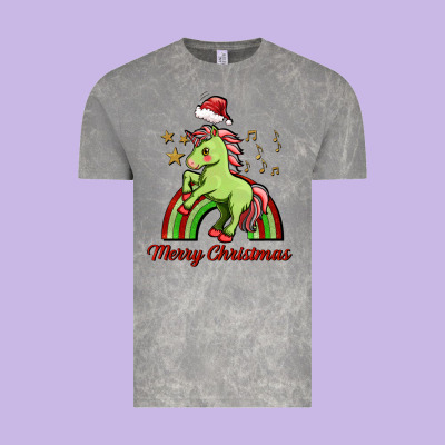 Merry Christmas Unicorn Vintage Tee Designed By Fadigitalartstudio