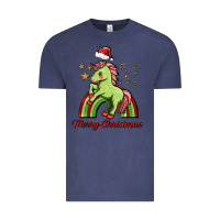 Vintage Denim merry christmas unicorn Vintage Tee - FaDigitalArtStudio