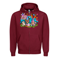 Burgundy Easter gnomies with truck Zipper Hoodie - NancyCooperArtShop