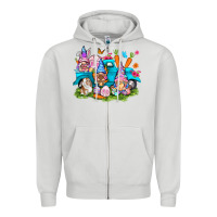 Dove Grey Easter gnomies with truck Zipper Hoodie - NancyCooperArtShop
