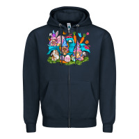 Navy Easter gnomies with truck Zipper Hoodie - NancyCooperArtShop