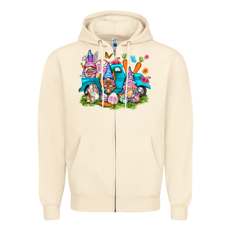 Easter Gnomies With Truck Zipper Hoodie by NancyCooperArtShop | Teevron