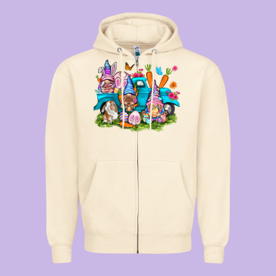Easter Gnomies With Truck Zipper Hoodie Designed By Nancycooperartshop