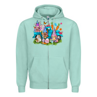 Seafoam Easter gnomies with truck Zipper Hoodie - NancyCooperArtShop