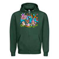 Sports Green Easter gnomies with truck Zipper Hoodie - NancyCooperArtShop