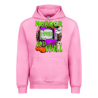 Fuchsia Pink Horror movies and chill Urban Hoodie - NancyCooperArtShop