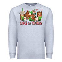 Heather Grey chicken   coffee cups Premium Sweatshirt - MaliasSmallBusiness
