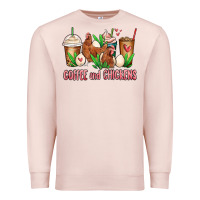 Pale Pink chicken   coffee cups Premium Sweatshirt - MaliasSmallBusiness