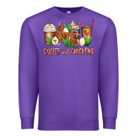 Purple chicken   coffee cups Premium Sweatshirt - MaliasSmallBusiness